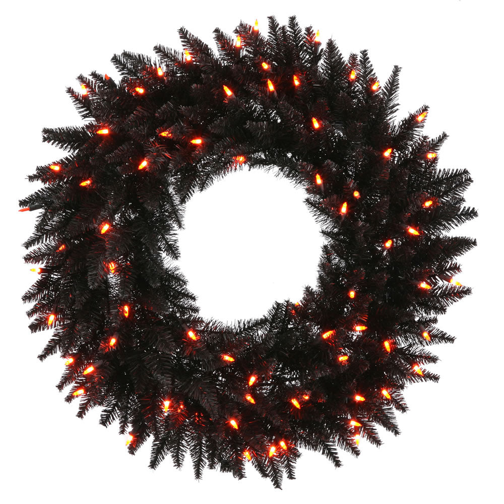 Vickerman 24″ Black Fir Wreath DL LED 50Org 210T - K162125LED