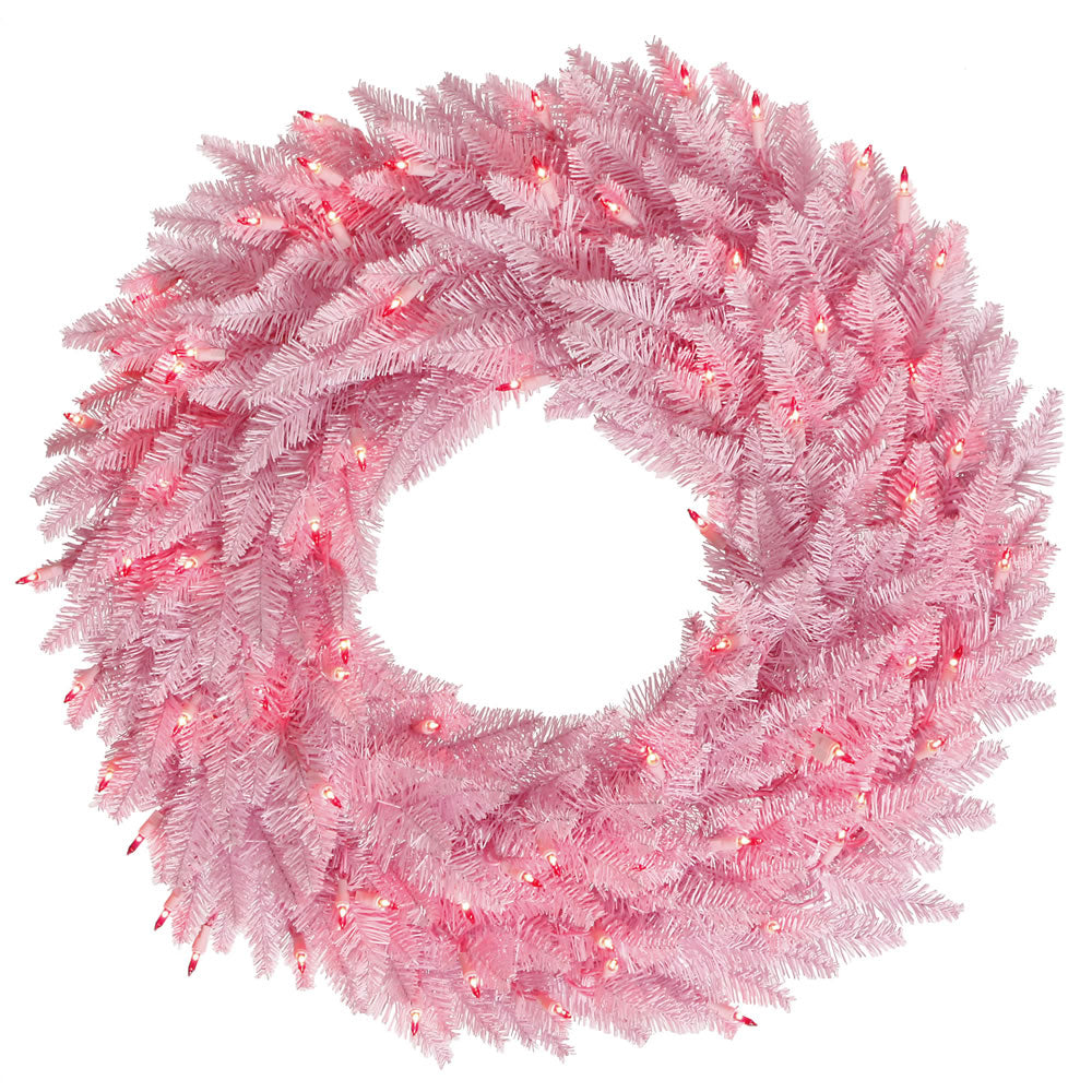 Vickerman 30″ Pink Fir Wreath DuraL LED 100Pk 260T - K163831LED