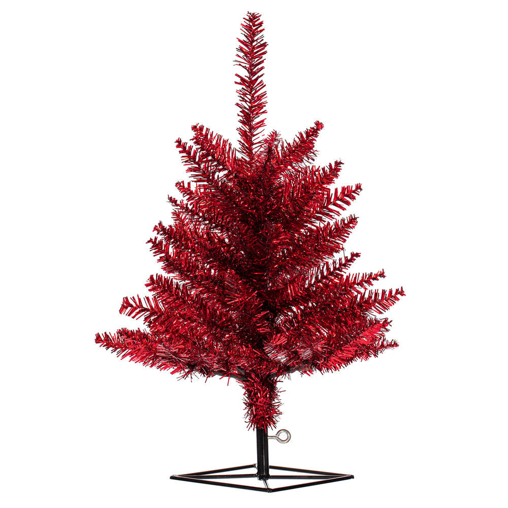2' x 20” Tinsel Red Fir Tree 84Tips