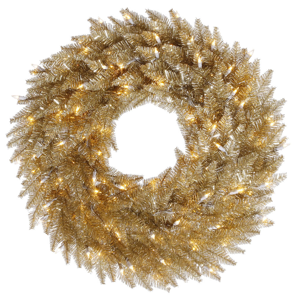 Vickerman 36″ Champagne Wreath DuraLit 100WW LED - K166437LED