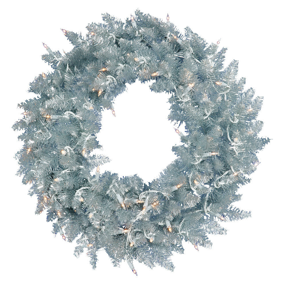Vickerman 48″ Silver Fir Wreath DuraL LED 150WmWt - K166948LED