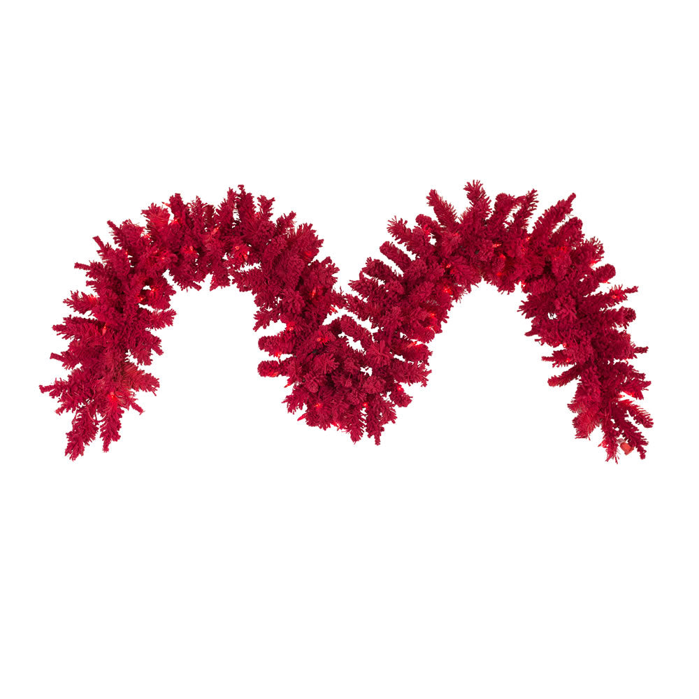 Vickerman 9'x14″ Flk Red Garland DuraLit LED 100Rd - K168115LED
