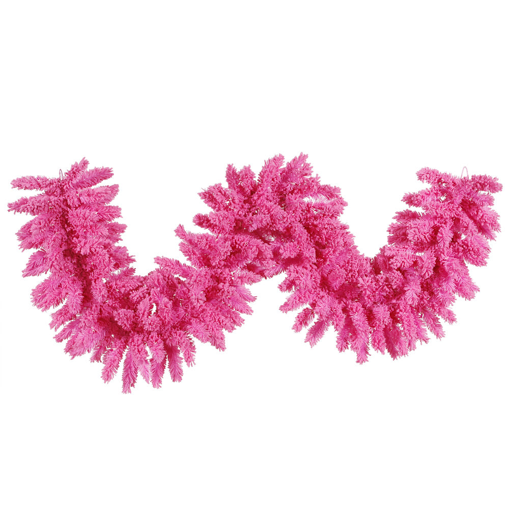 Vickerman 9'x14″ Flocked Pink Fir Garland 210T - K168814