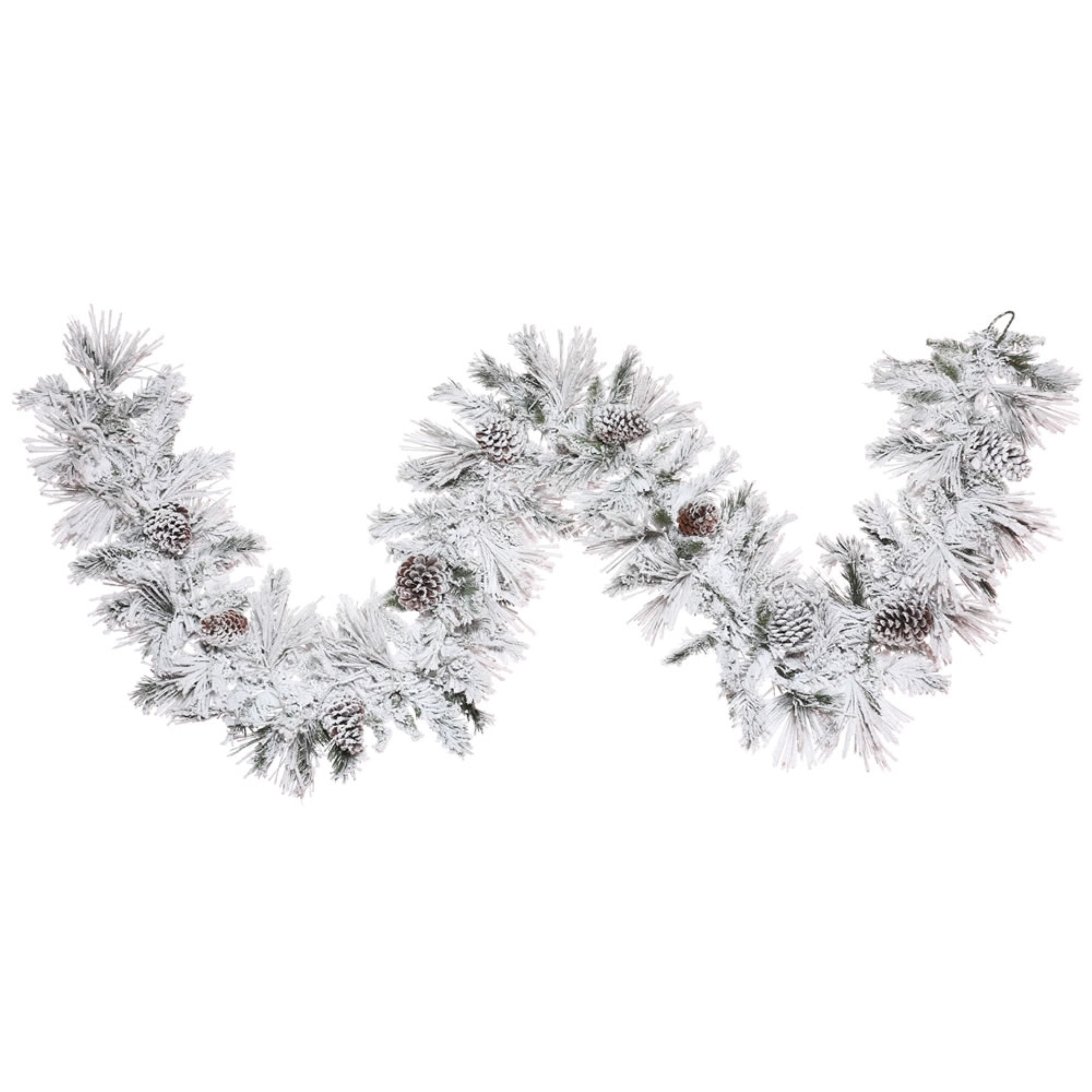 9' x 14” Flocked Atka Pine Garland 165T
