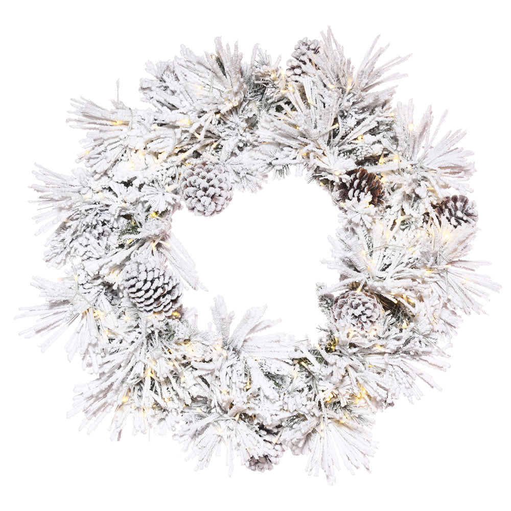 Vickerman 60” Flocked Atka Pine Wreath 3mm 400WW - K171261LED