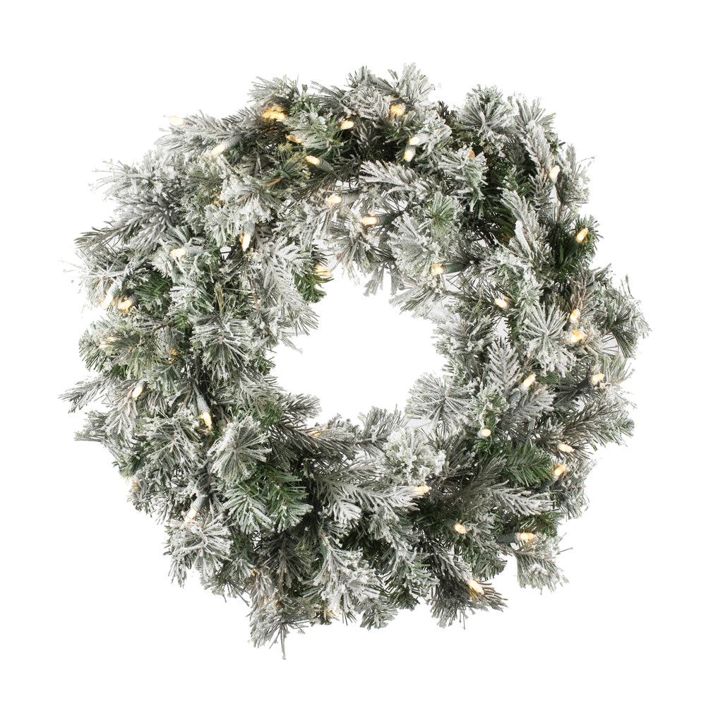 Vickerman 24” Flocked Kiana Wreath Dura-Lit 50WW - K173525LED