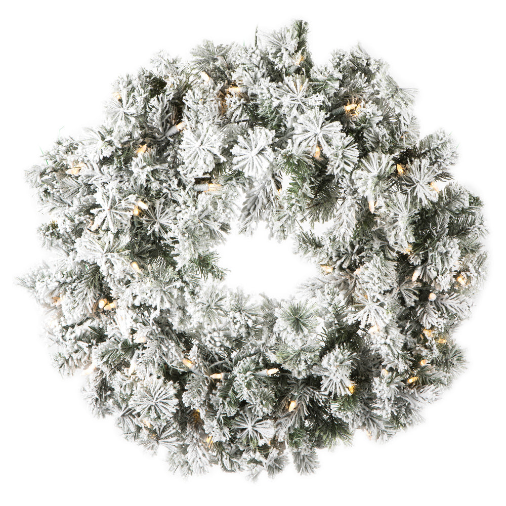 Vickerman 30” Flocked Kiana Wreath Dura-Lit 70WW - K173531LED