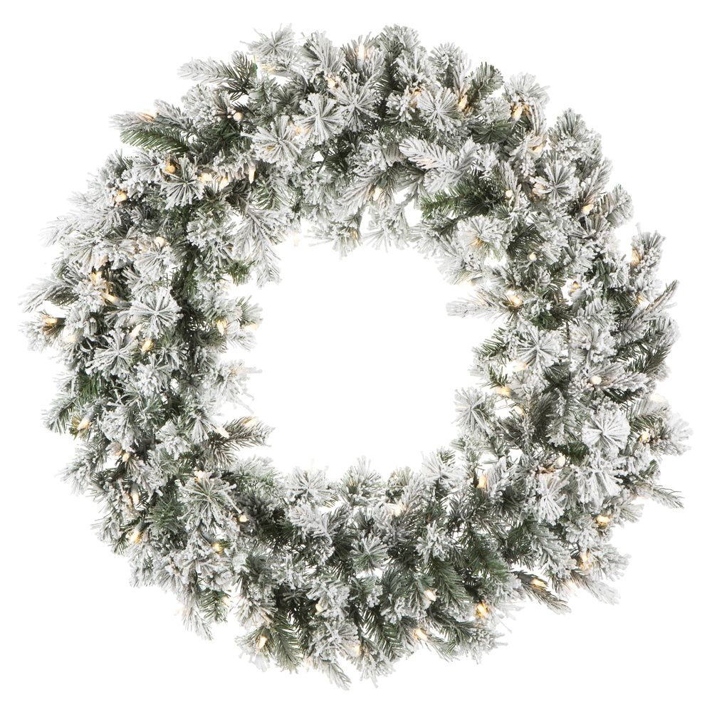 Vickerman 36” Flocked Kiana Wreath Dura-Lit 100WW - K173537LED