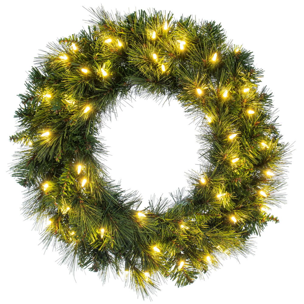 24” Brighton Pine Wreath Dura-Lit 50WW