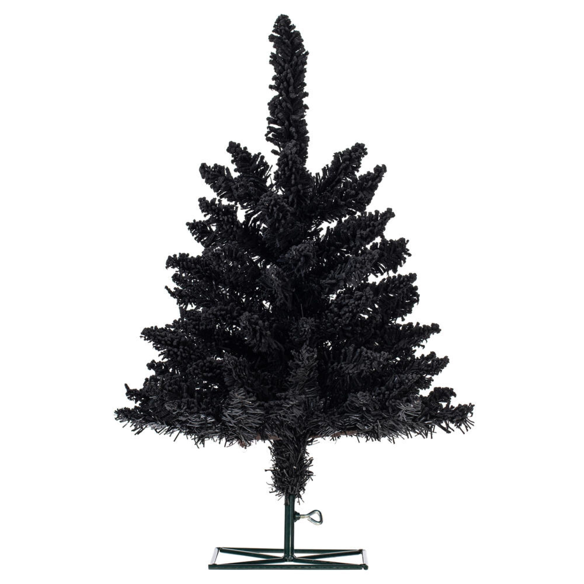 Vickerman 2' x 20” Flocked Black Artificial Unlit Christmas Tree