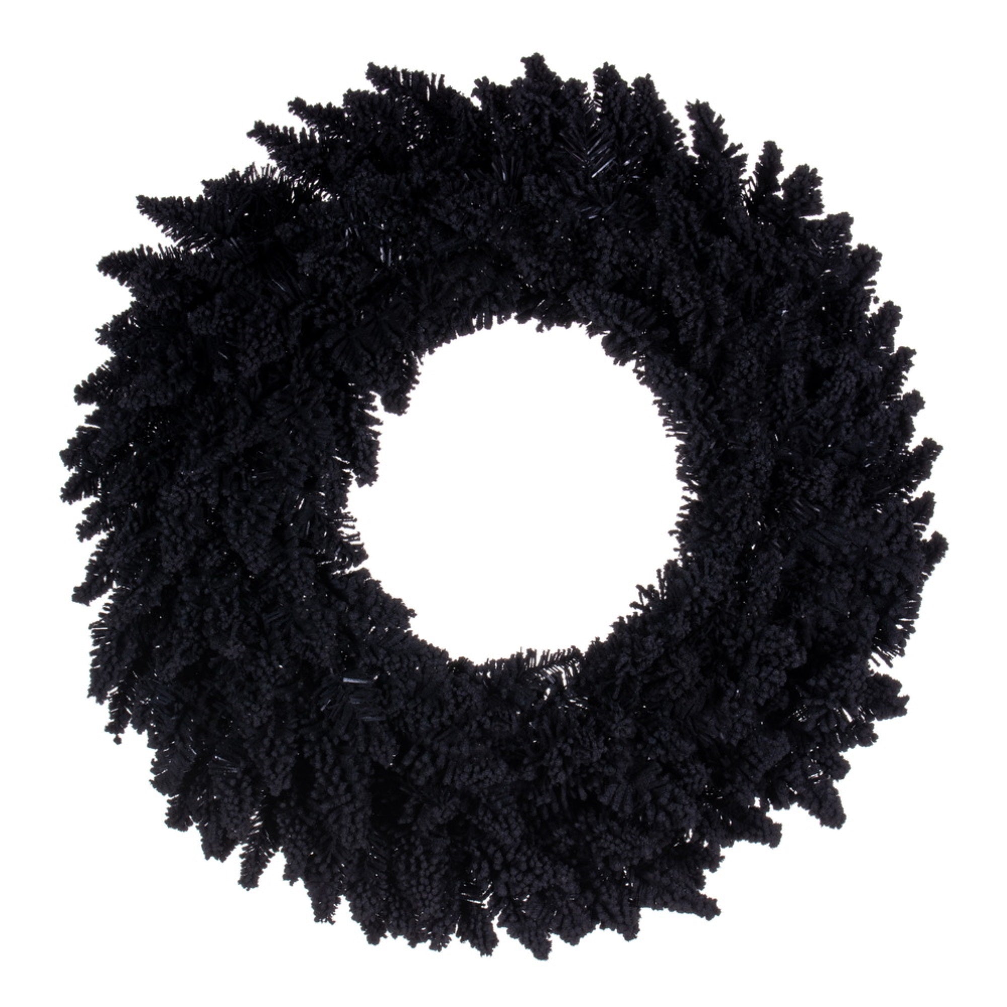 Vickerman 30” Flocked Black Fir Artifical Wreath Unlit with 260 PVC Tips