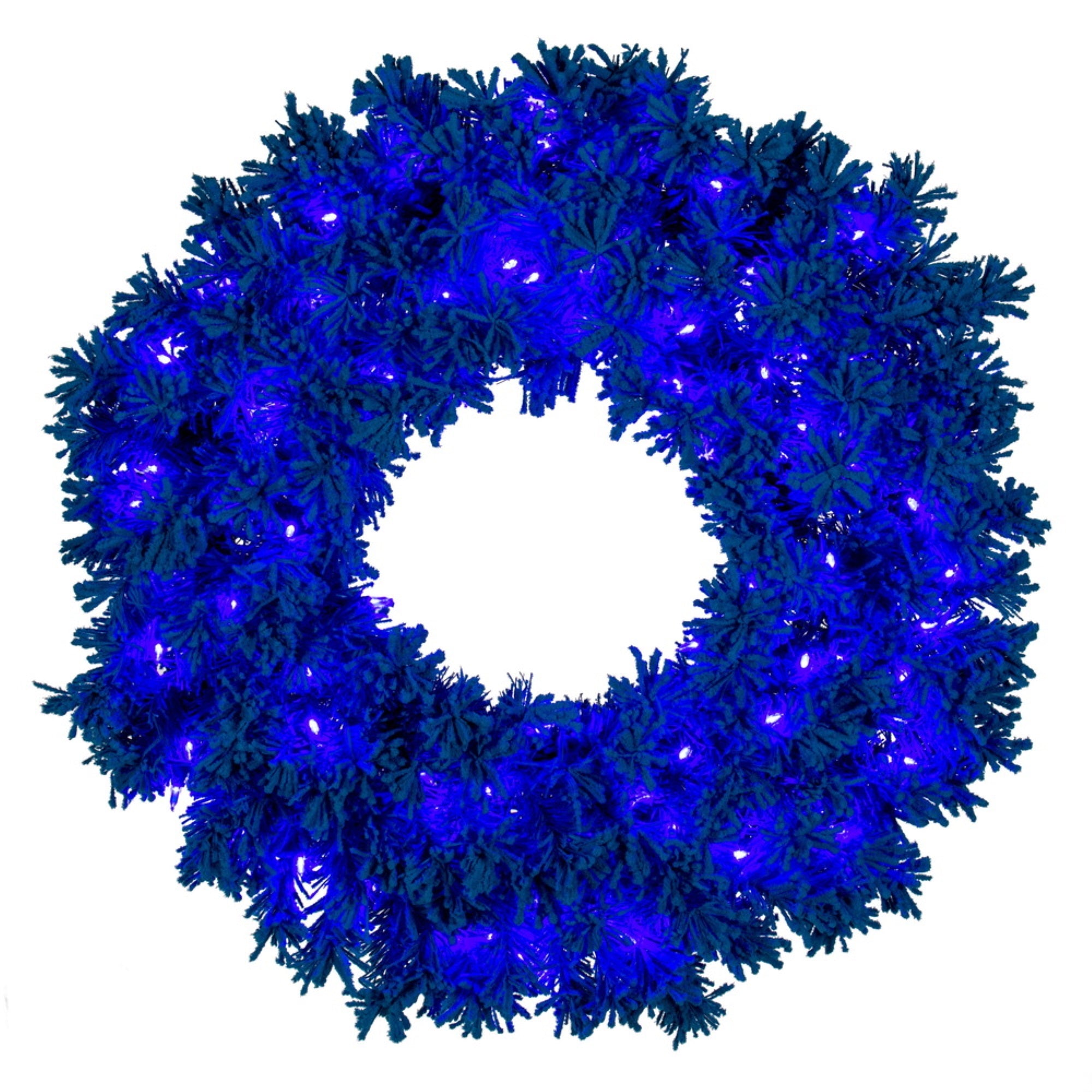 Vickerman 24” Flocked Turquoise Fir Artificial Wreath Dura-Lit Turquoise LED Mini Lights.