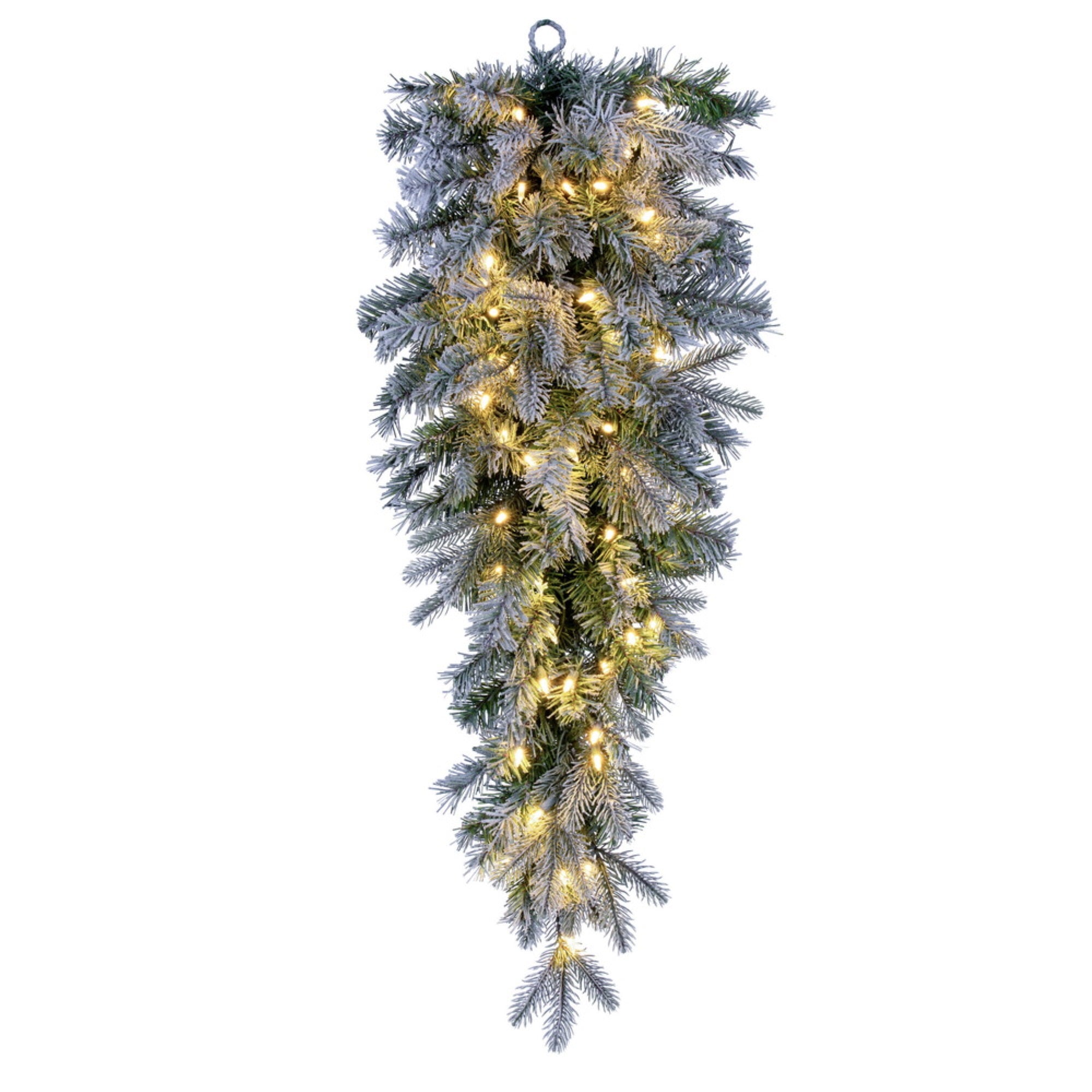 Vickerman 36” Frosted Douglas Fir Artificial Pre-Lit Teardrop with Warm White LED Lights.