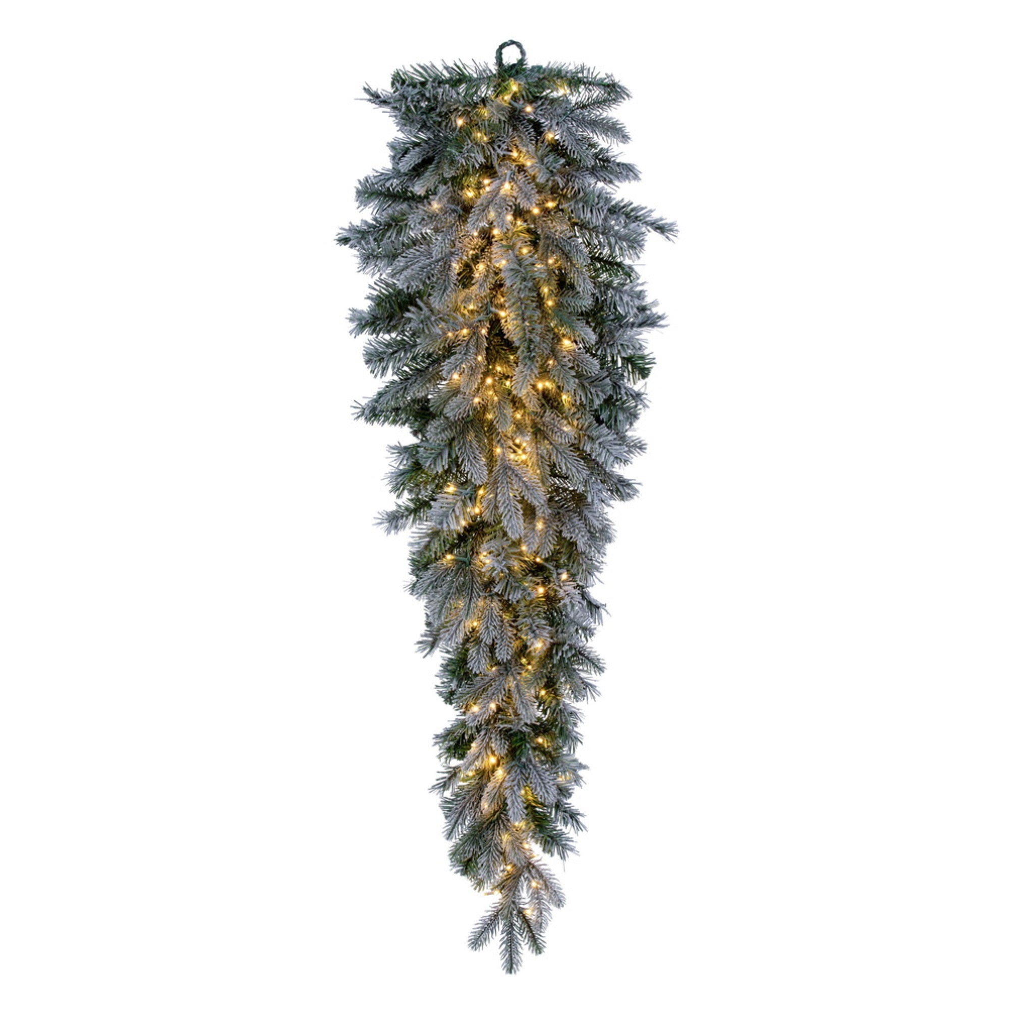 Vickerman 48” Frosted Douglas Fir Artificial Teardrop with Warm White LED Lights.