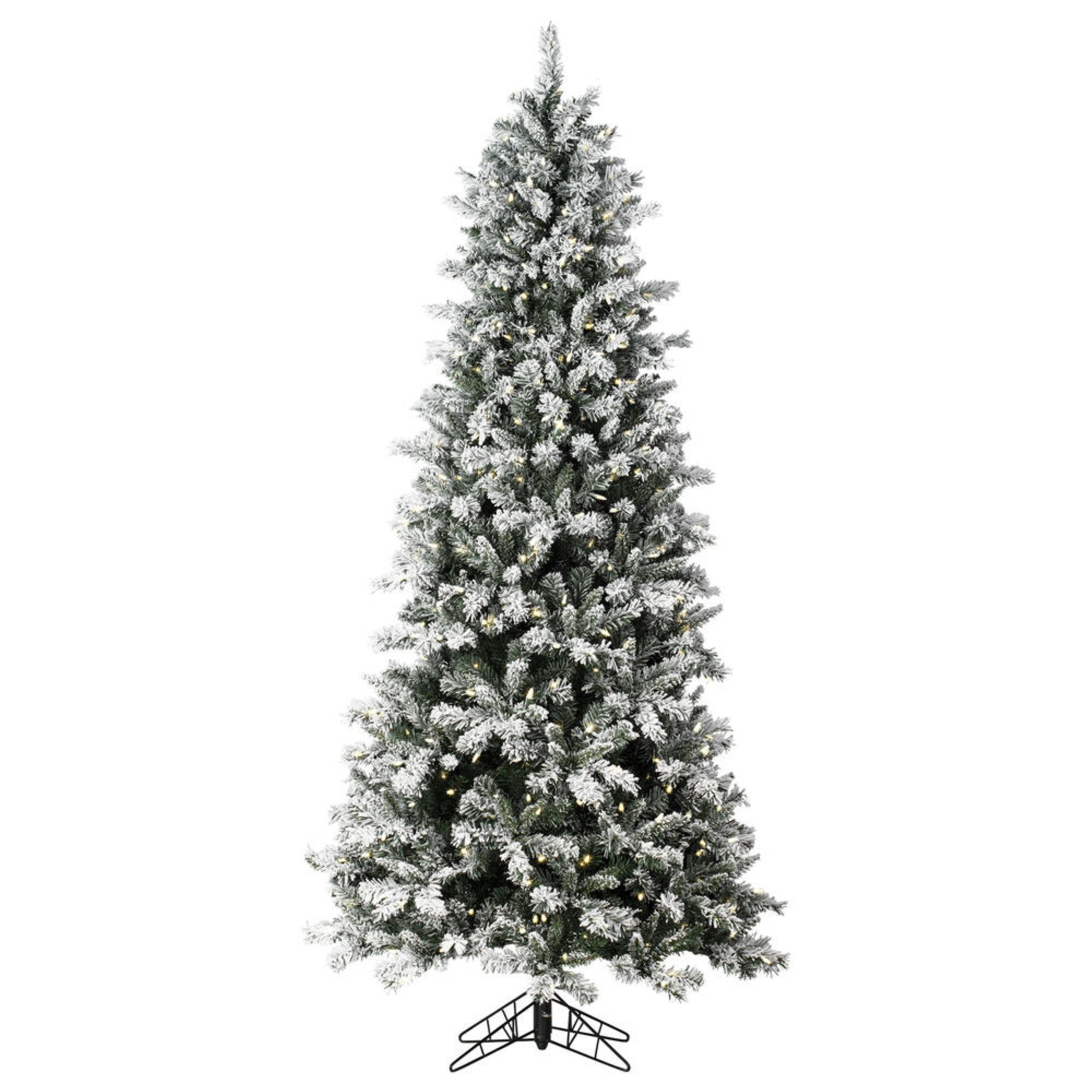 Vickerman 6.5' x 38” Frosted Glacier Pine Artificial Christmas Tree with Warm White Mini Lights