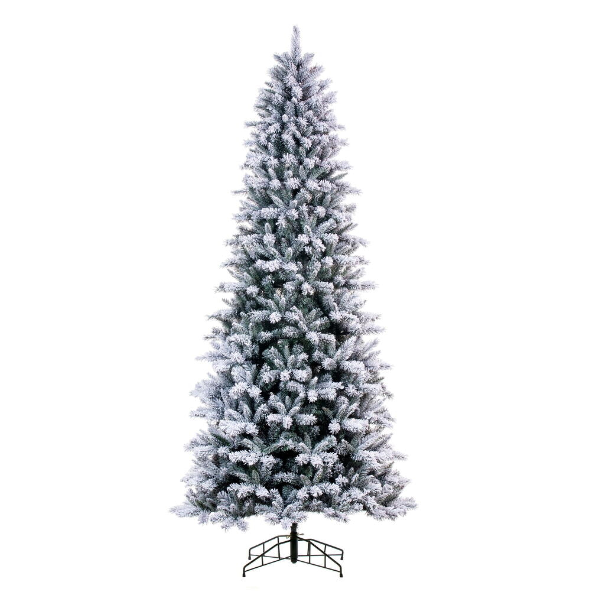 Vickerman 12' x 64” Frosted Glacier Pine Artificial Unlit Christmas Tree with Folding Metal Tree Stand