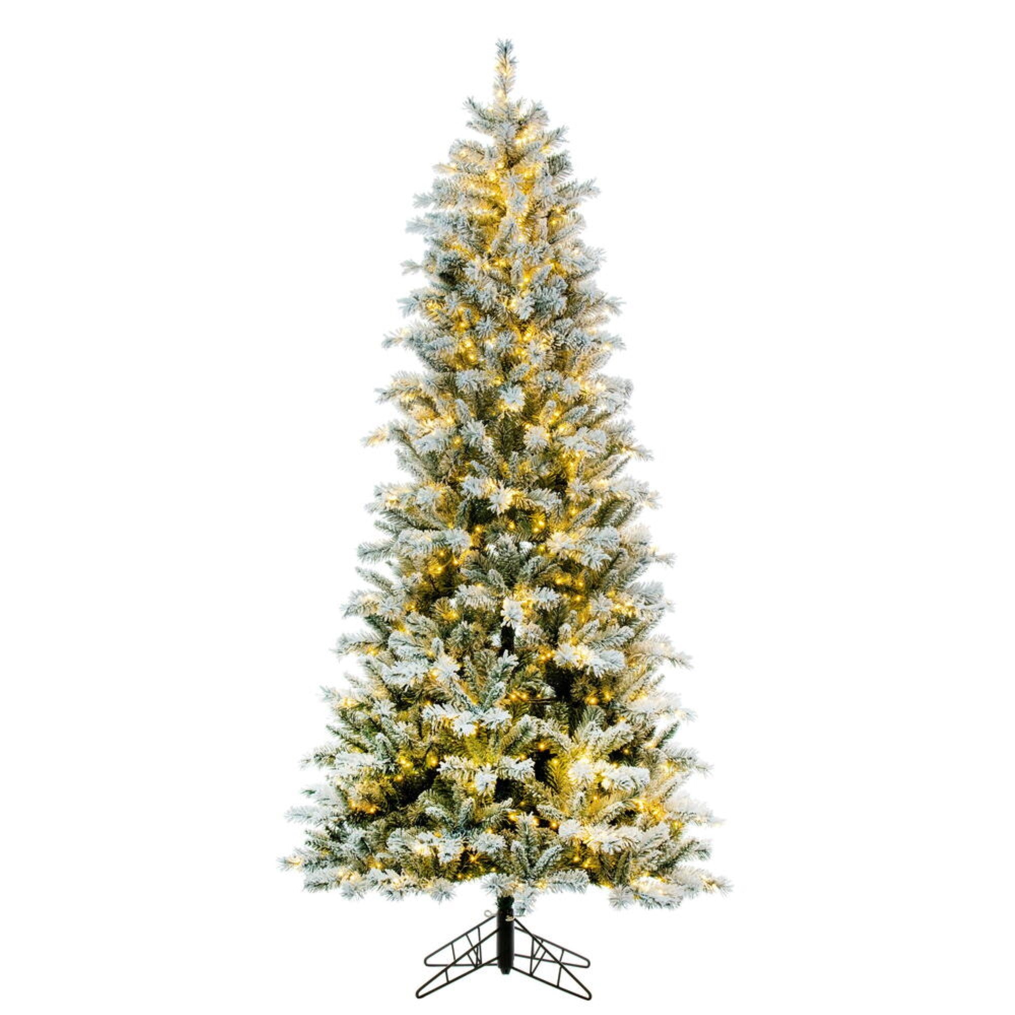 Vickerman 7.5' x 42” Frosted Glacier Pine Artificial Pre-Lit Christmas Tree with Lightly Frosted Tips