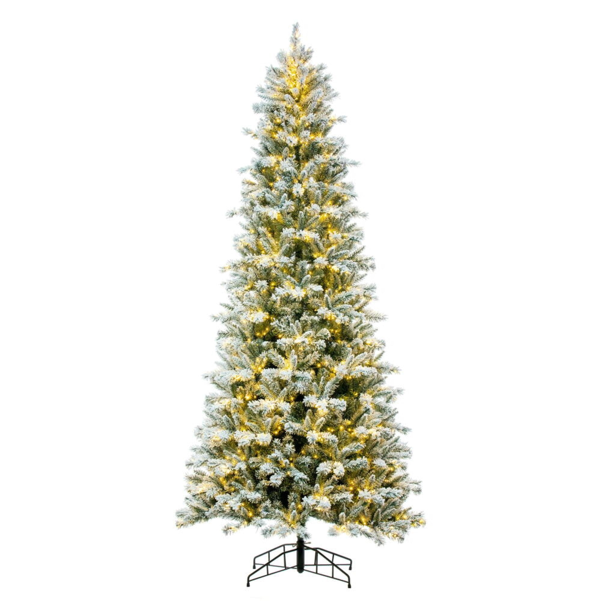 Vickerman 10' x 55” Frosted Glacier Pine Artificial Pre-Lit Christmas Tree with Folding Metal Tree Stand