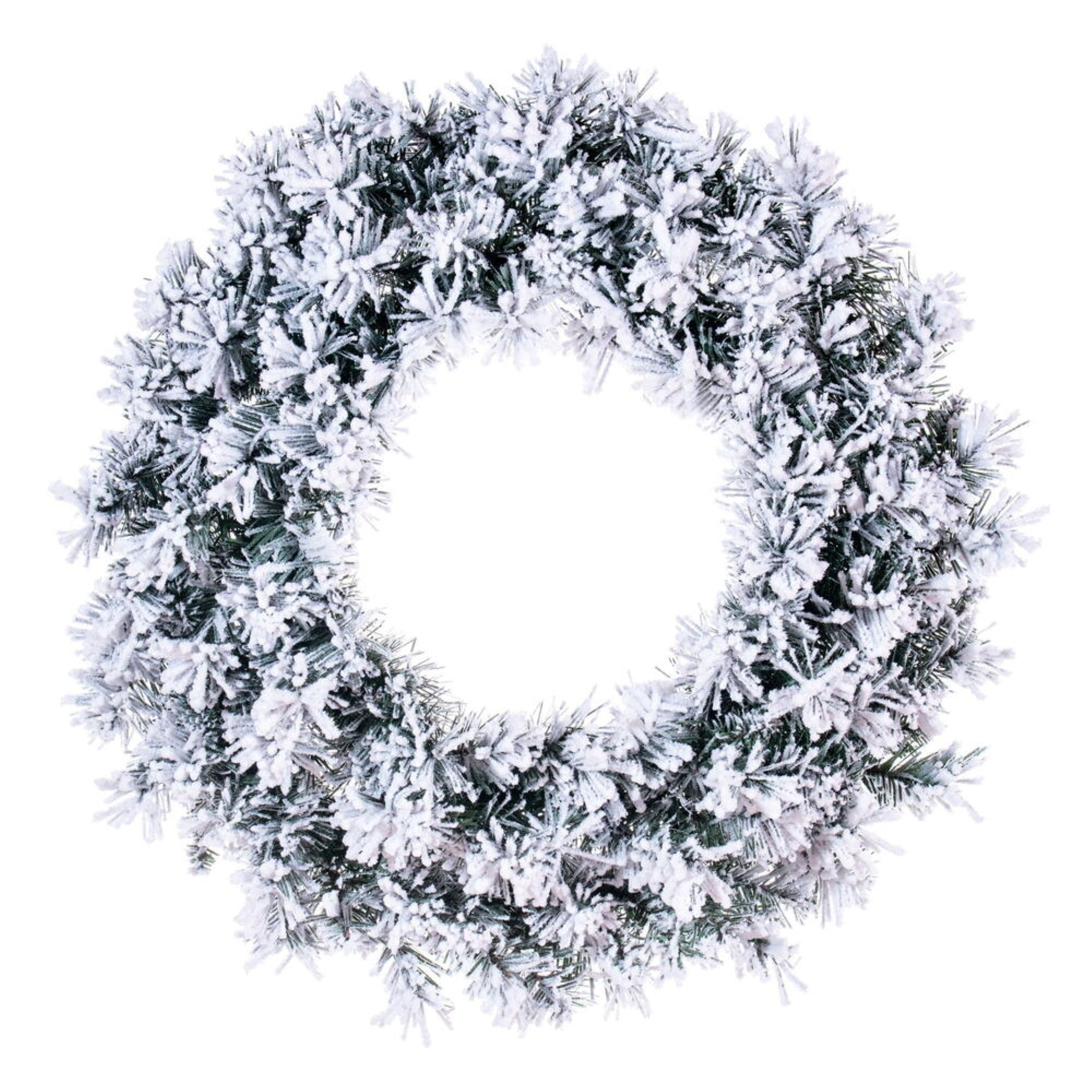 Vickerman 24” Frosted Glacier Pine Artificial UnLit Wreath with 150 Realistic Frosted Mixed PVC Tips