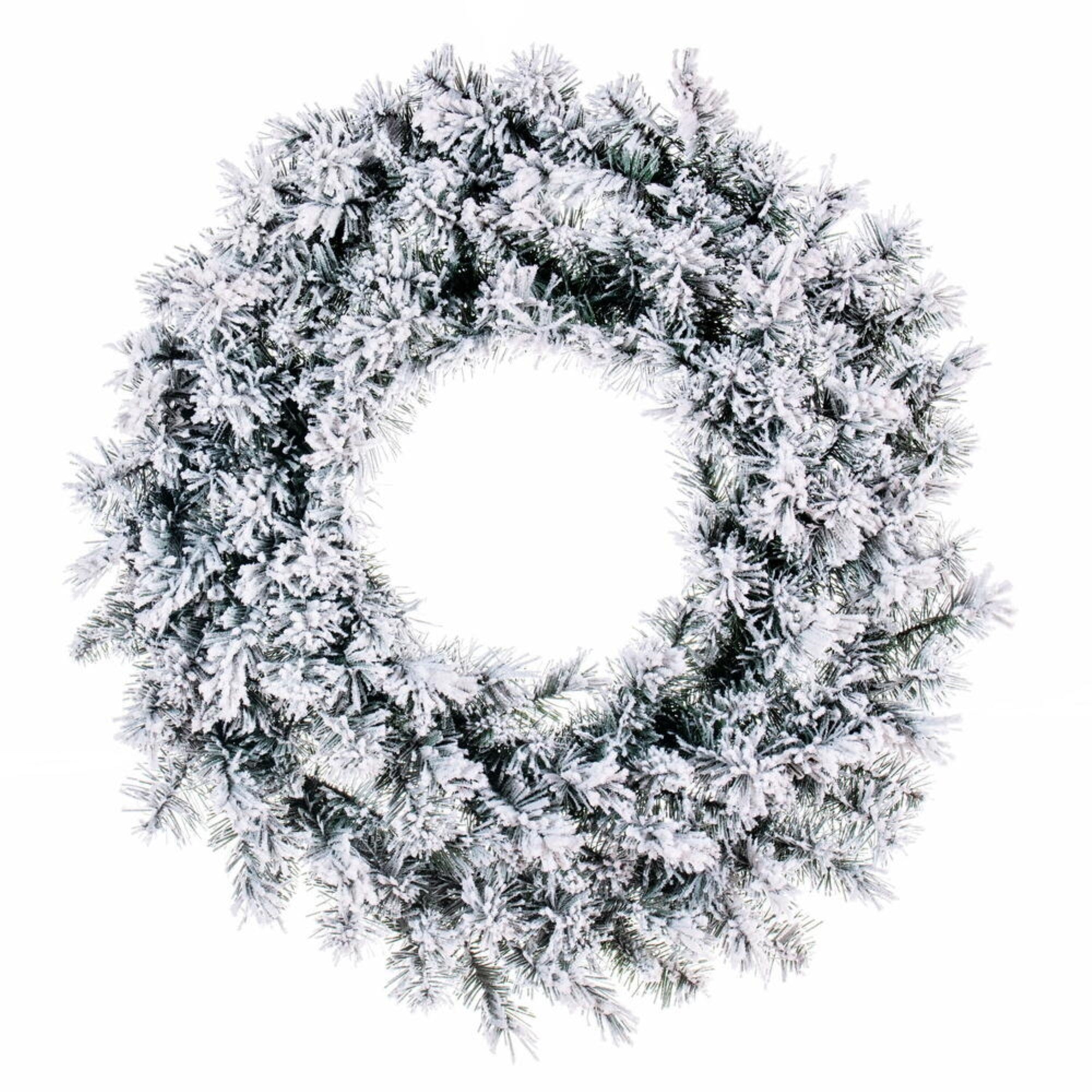 Vickerman 30” Frosted Glacier Pine Artificial UnLit Wreath with 200 Realistic Frosted Mixed PVC Tips