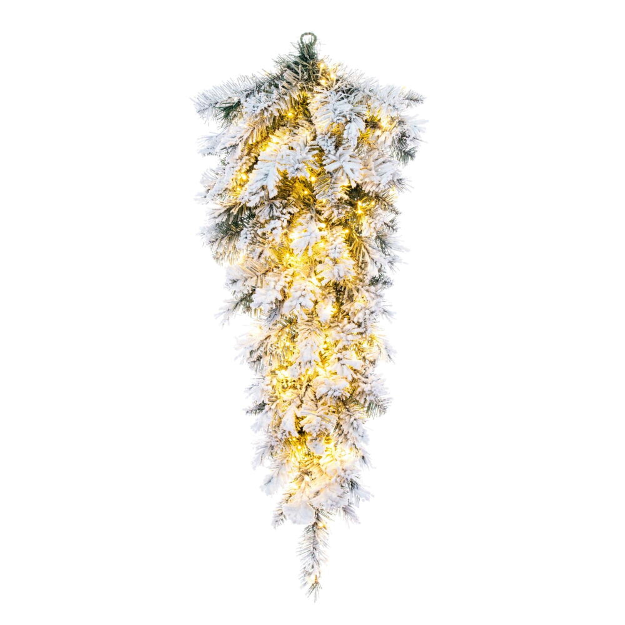 Vickerman 36” Frosted Glacier Pine Artificial Teardrop with LED Warm White Lights