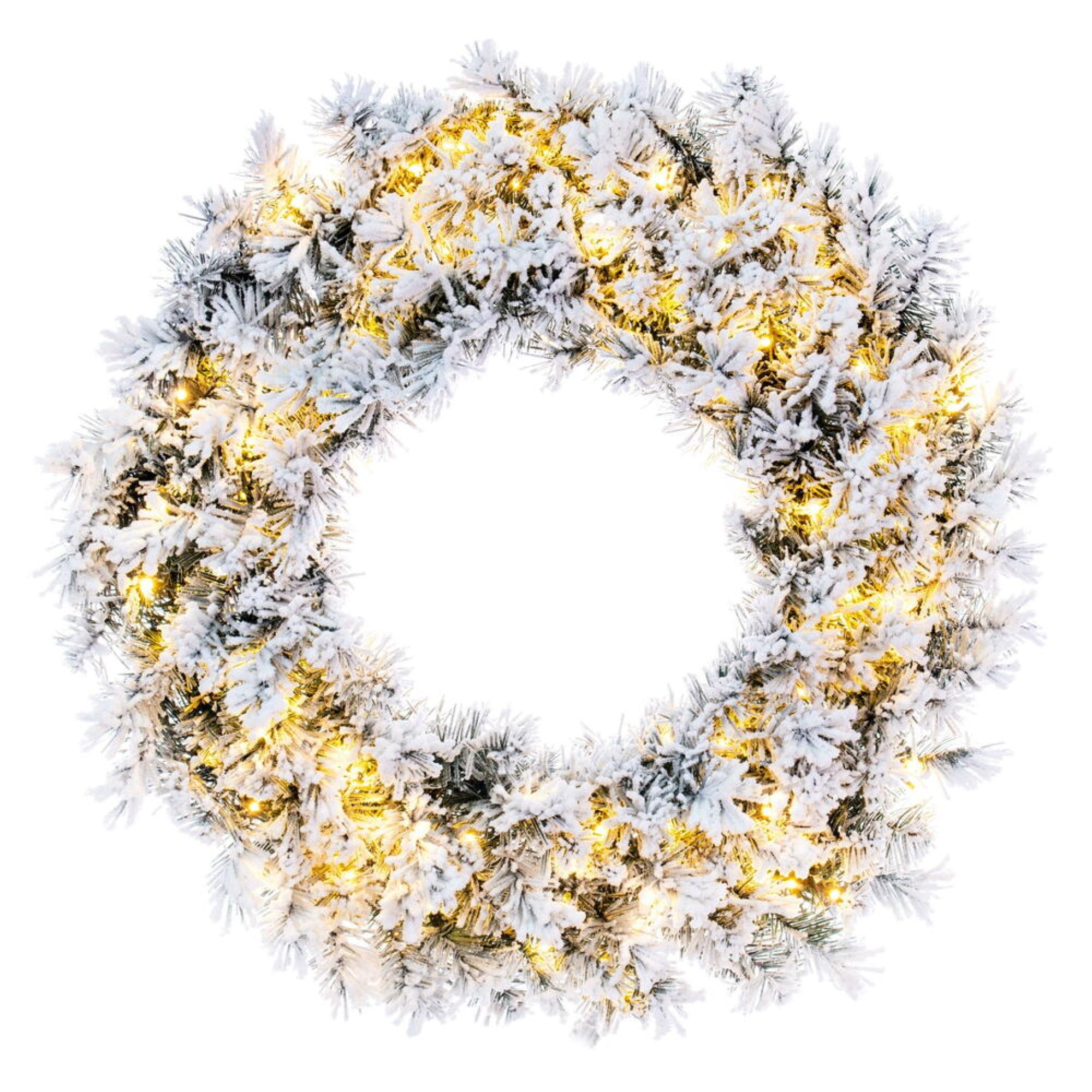 Vickerman 30” Frosted Glacier Pine Artificial Wreath with LED Warm White Lights