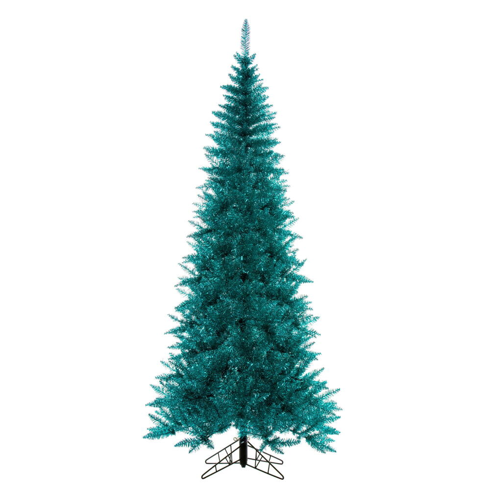 7.5' x 40” Aqua Tinsel Slim Fir 1238Tips