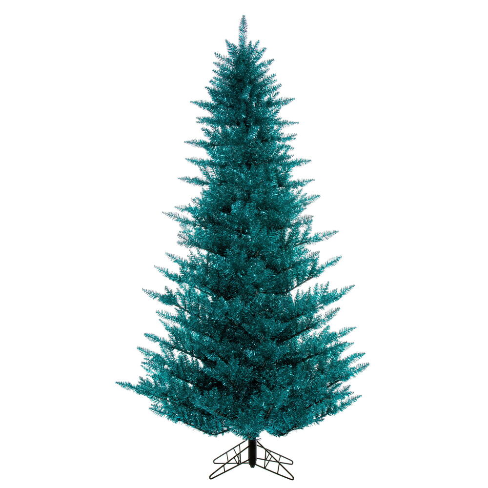 9' x 64” Aqua Tinsel Fir Tree 2326Tips