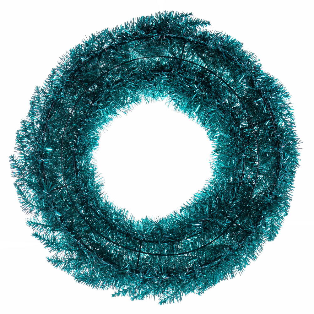 30” Aqua Tinsel Fir Wreath 260Tips