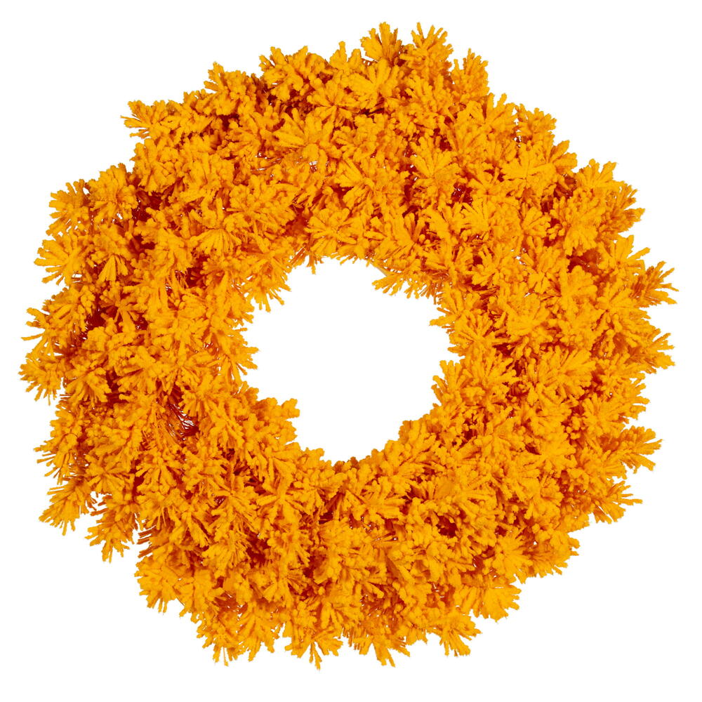 24” Flocked Yellow Wreath 150Tips