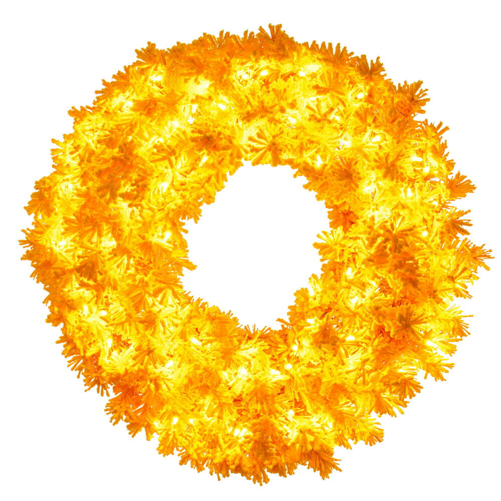30” Flocked Yellow Wreath DuraLit 100YL