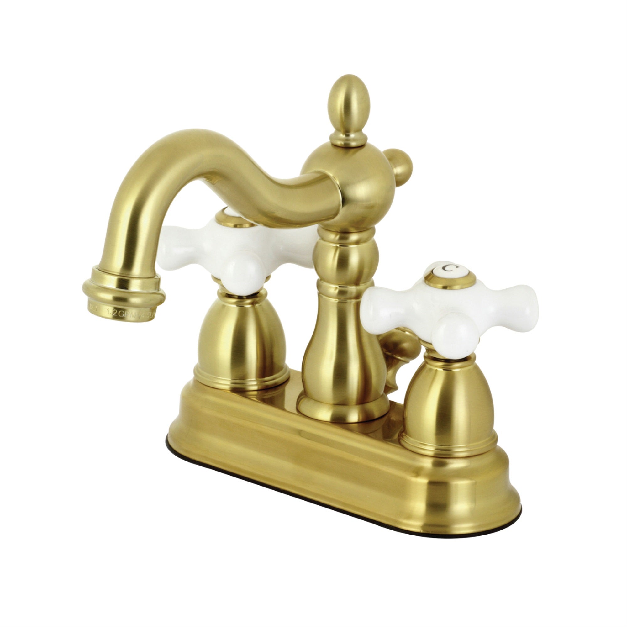 Kingston Brass Kb1607Px Heritage 4 In. Centerset Bathroom Faucet, Brushed Brass