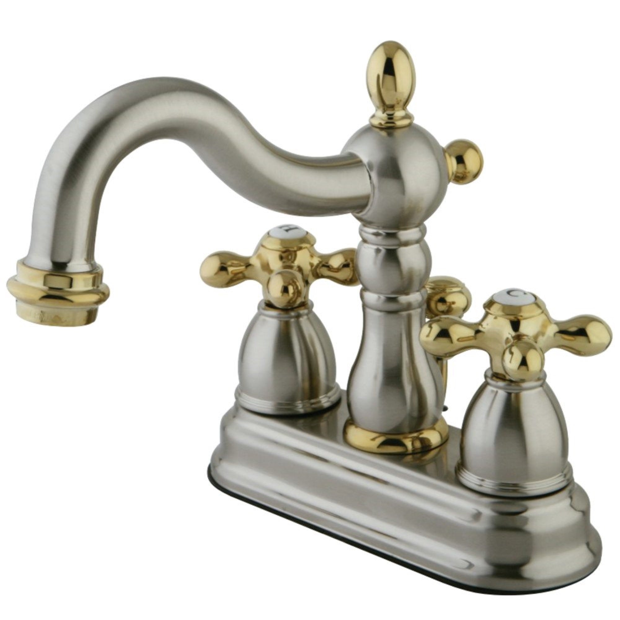 Kingston Brass Kb1609Ax Heritage 4 In. Centerset Bathroom Faucet, Brushed Nickel/Polished Brass