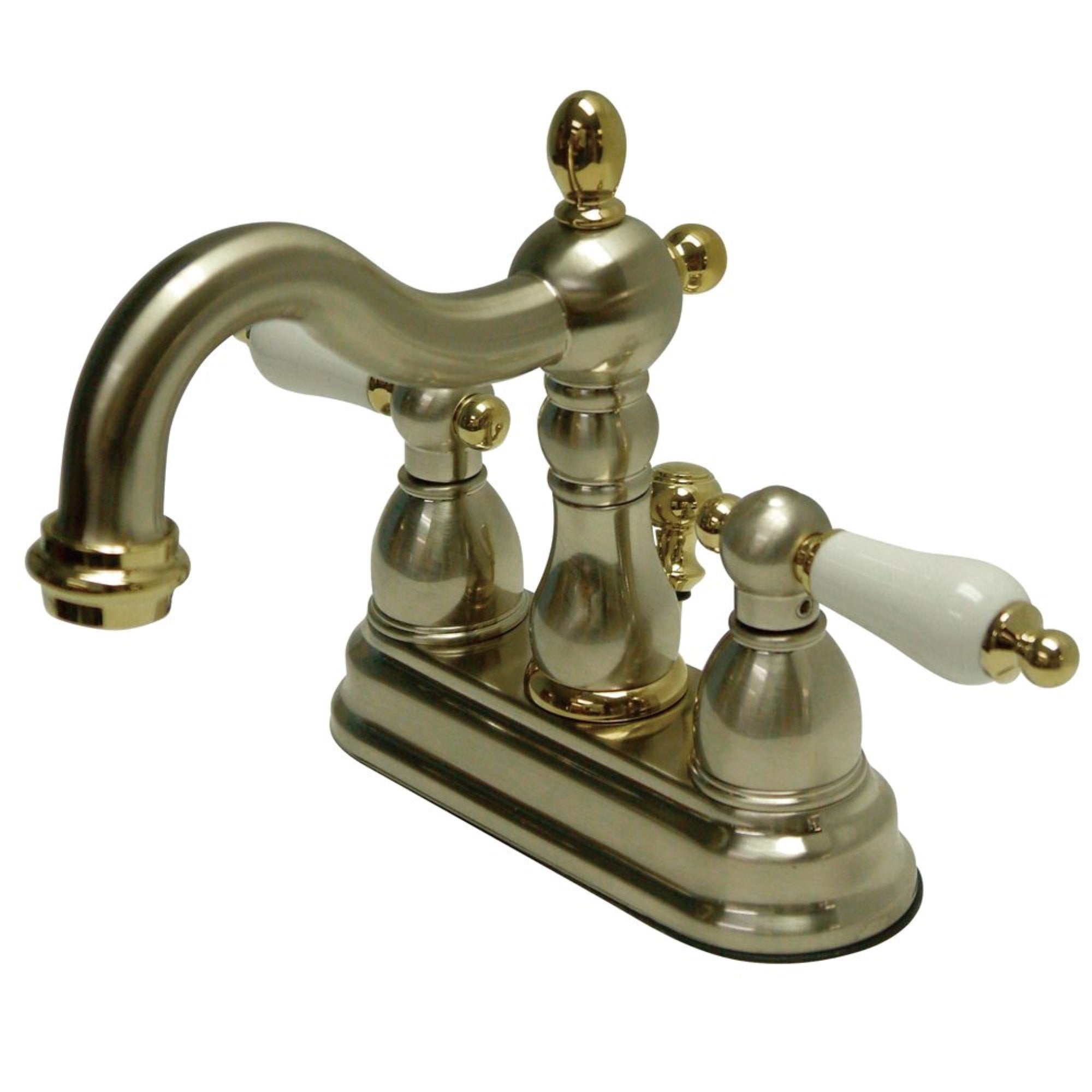 Kingston Brass Kb1609Pl Heritage 4 In. Centerset Bathroom Faucet, Brushed Nickel/Polished Brass