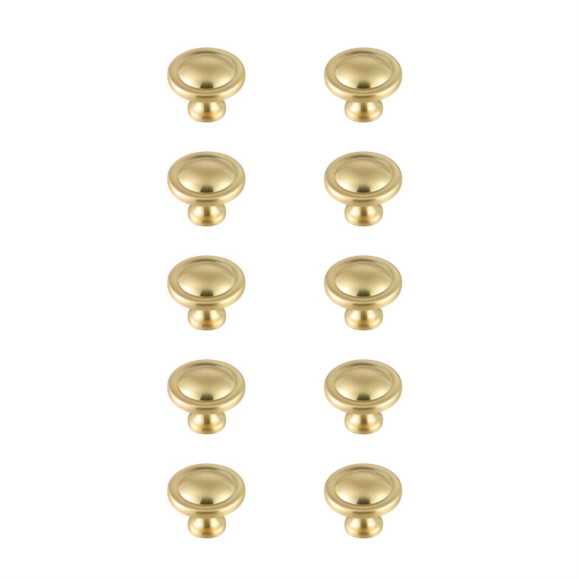 Garlande 1.2 Diameter Brushed Gold Mushroom Knob Multipack (Set Of 10)