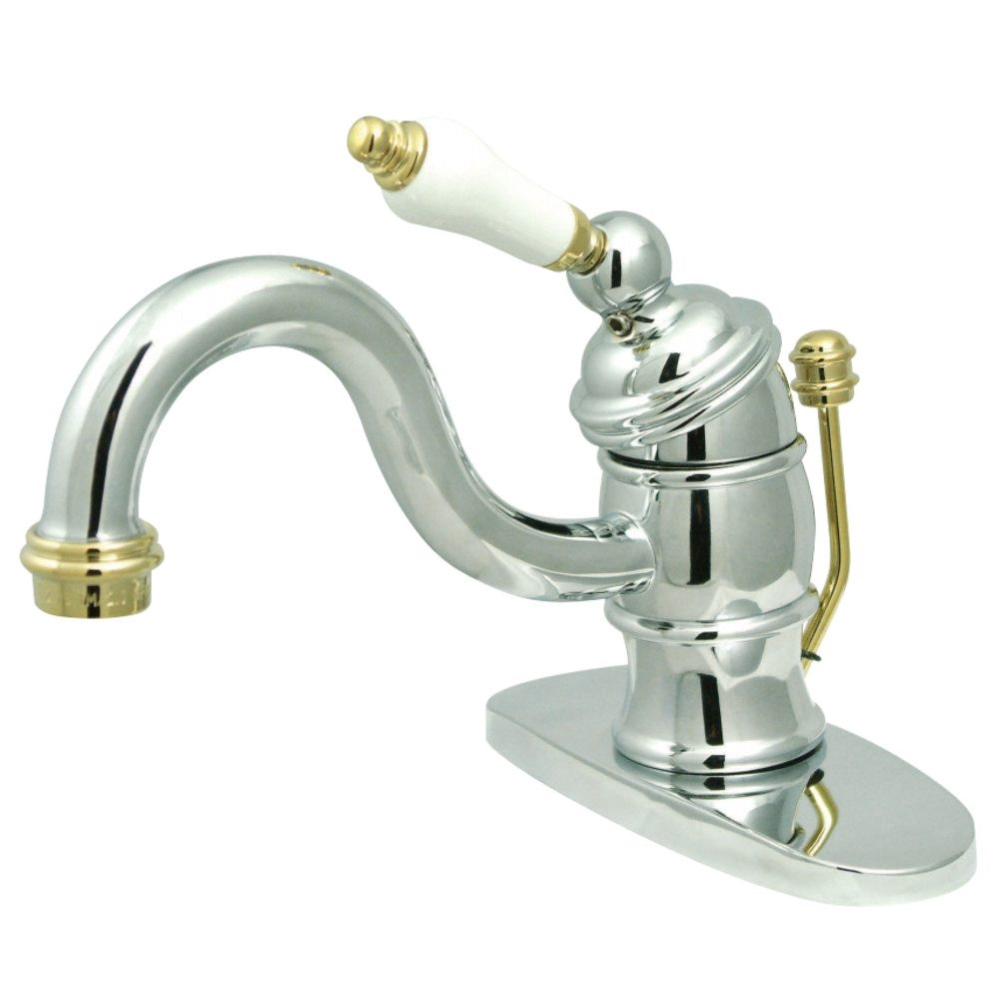 Kingston Brass Kb3404Pl Victorian 4 Centerset Single Handle Bathroom Faucet, Polished Chrome/Polished Brass