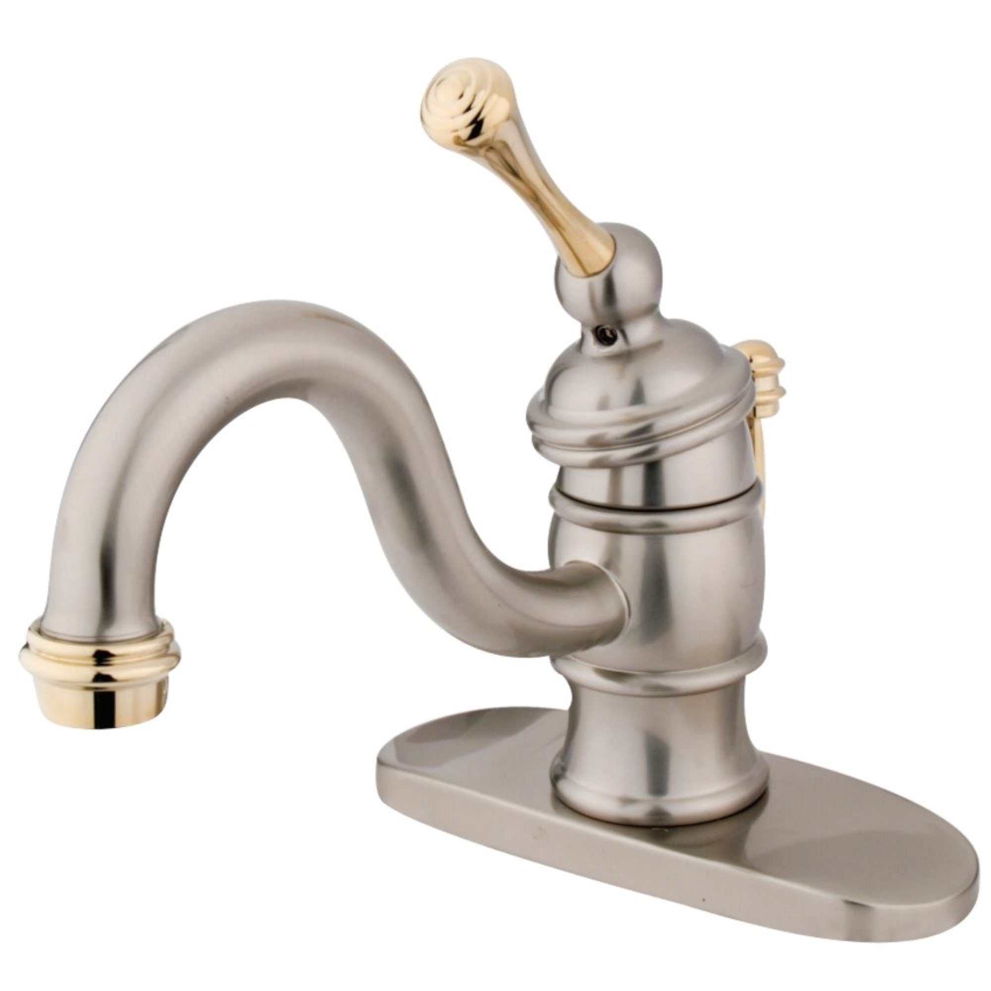 Kingston Brass Kb3409Bl Victorian 4 Centerset Single Handle Bathroom Faucet, Brushed Nickel/Polished Brass