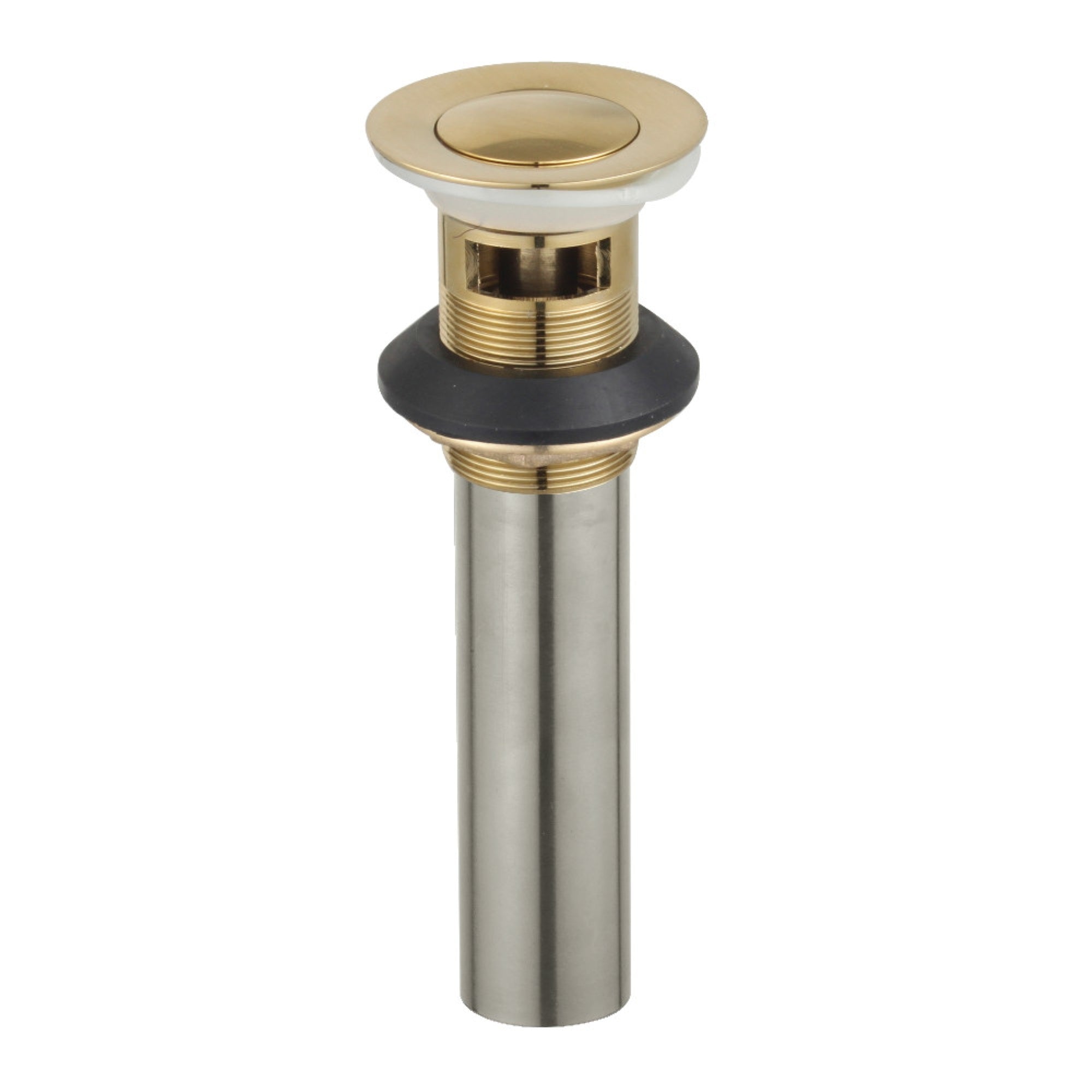 Kingston Brass Kb6007 Complement Push-Up Drain With Overflow, Brushed Brass