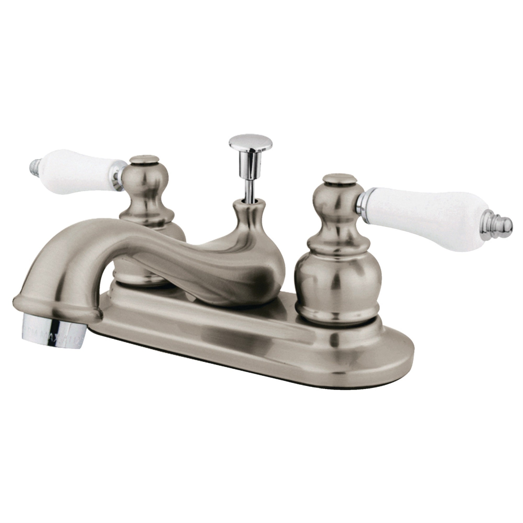 Kingston Brass Kb607B 4 In. Centerset Bathroom Faucet, Brushed Nickel/Polished Chrome