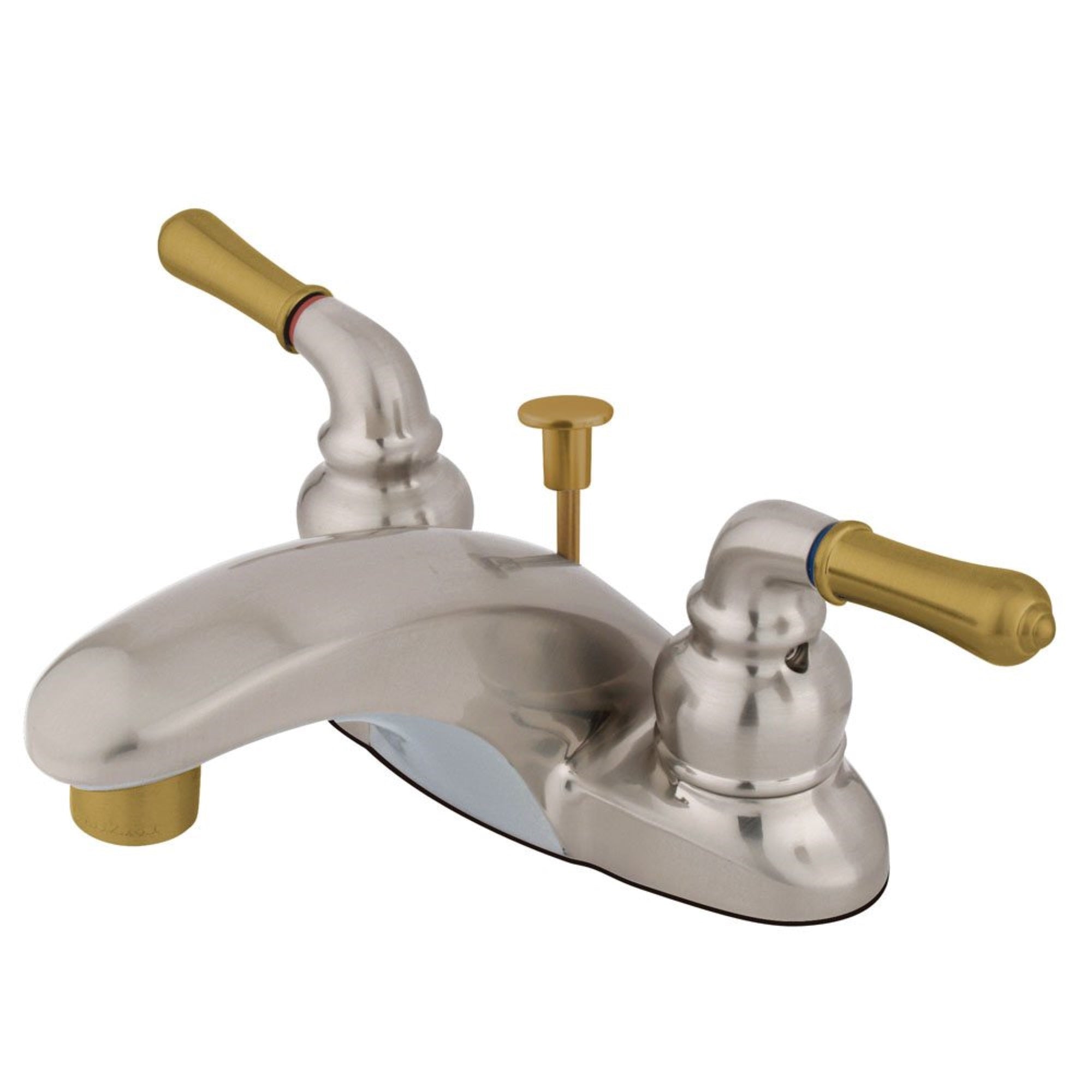 Kingston Brass Kb629 4 In. Centerset Bathroom Faucet, Brushed Nickel/Polished Brass