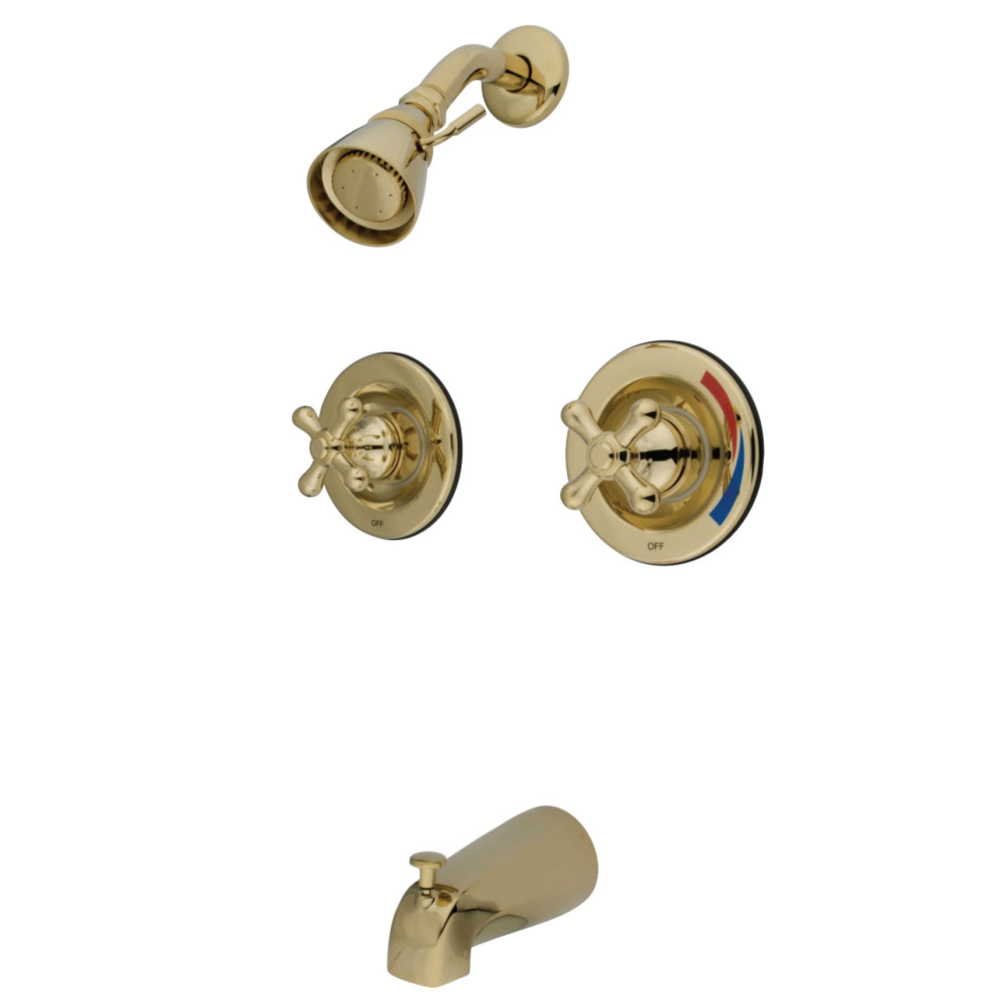 Kingston Brass Kb662Ax Vintage Twin Handles Tub Shower Faucet Pressure Balanced Withvolume Control, Polished Brass