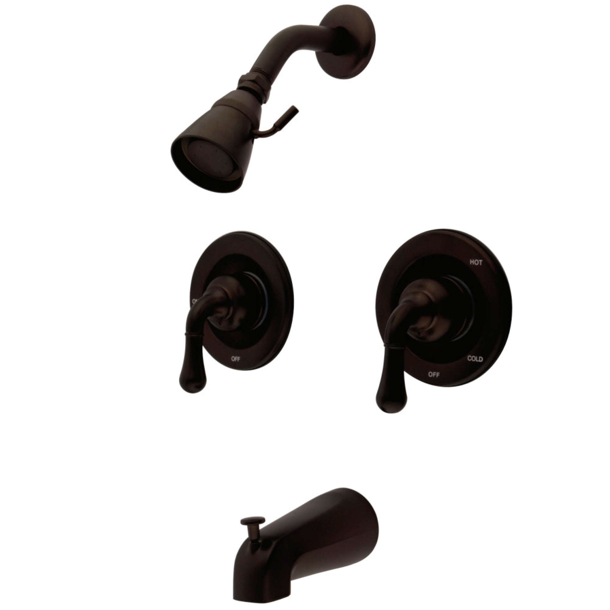 Kingston Brass Kb675 Magellan Twin Handles Tub Shower Faucet Pressure Balanced With Volume Control, Oil Rubbed Bronze