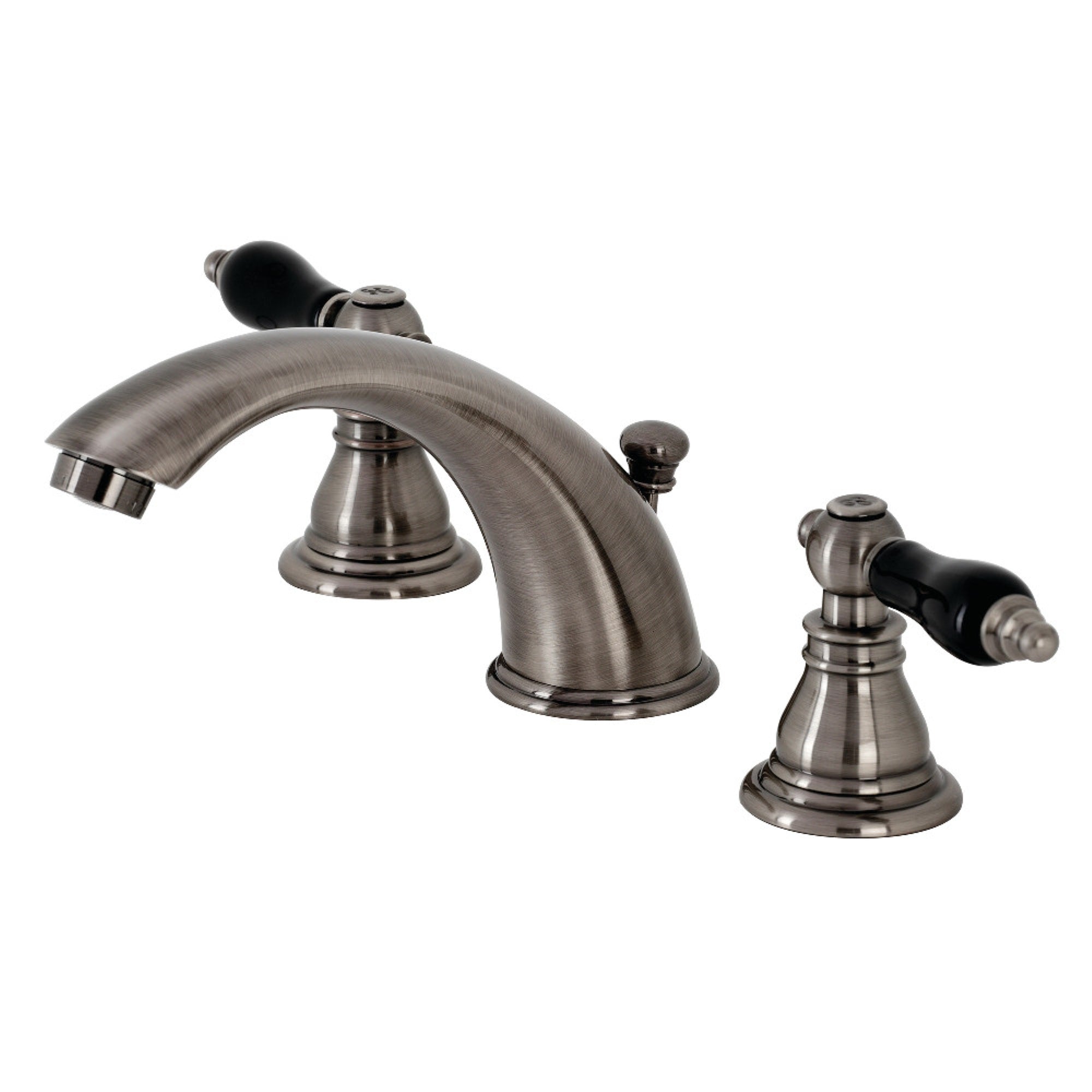 Kingston Brass Kb963Akl Duchess Widespread Bathroom Faucet With Plastic Pop-Up, Black Stainless