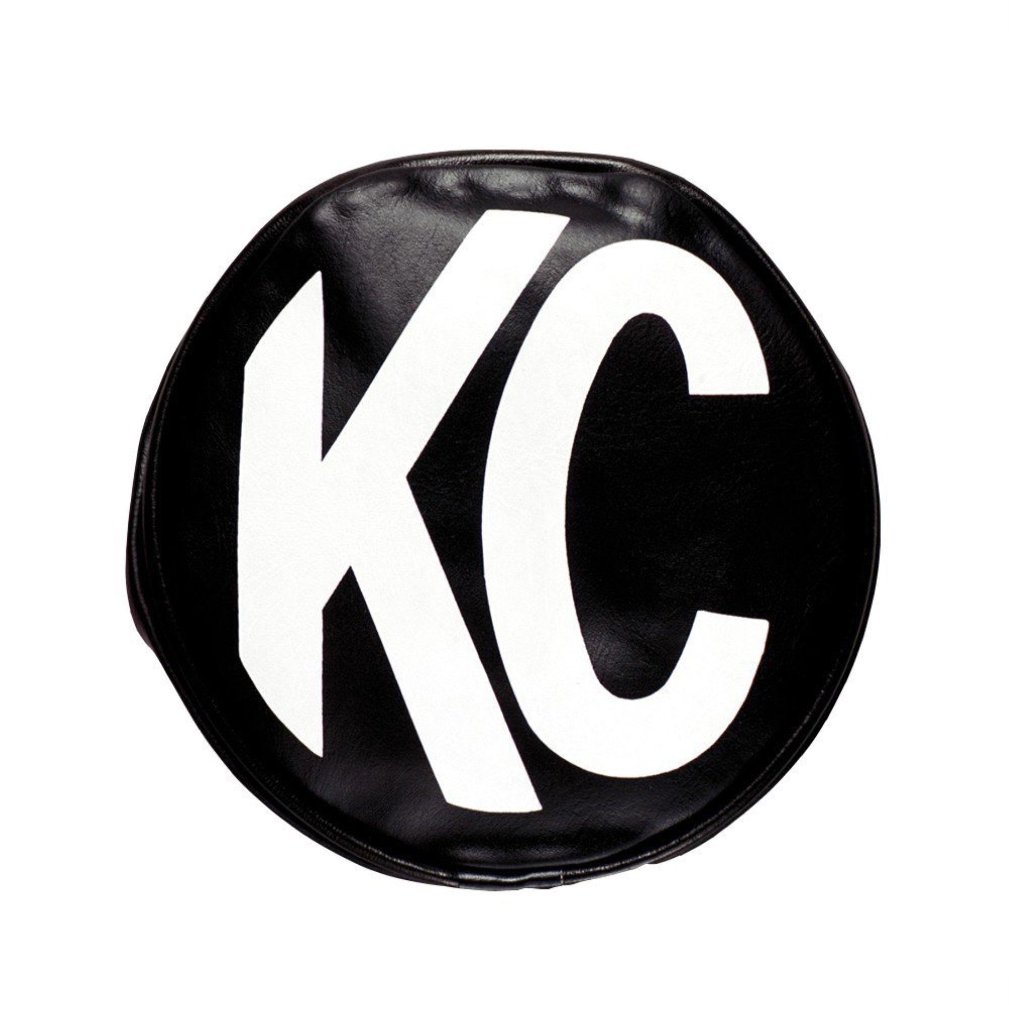 Kc Hilites 5400 5' Round Black Vinyl Light Cover W/ White Kc Logo - Set Of 2