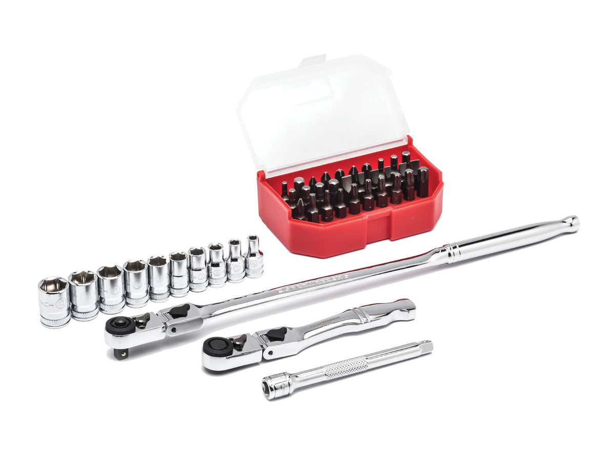 45 Pc. 1/4 Drive 6 Point  Standard Metric Slim  Head Mechanics Tool Set