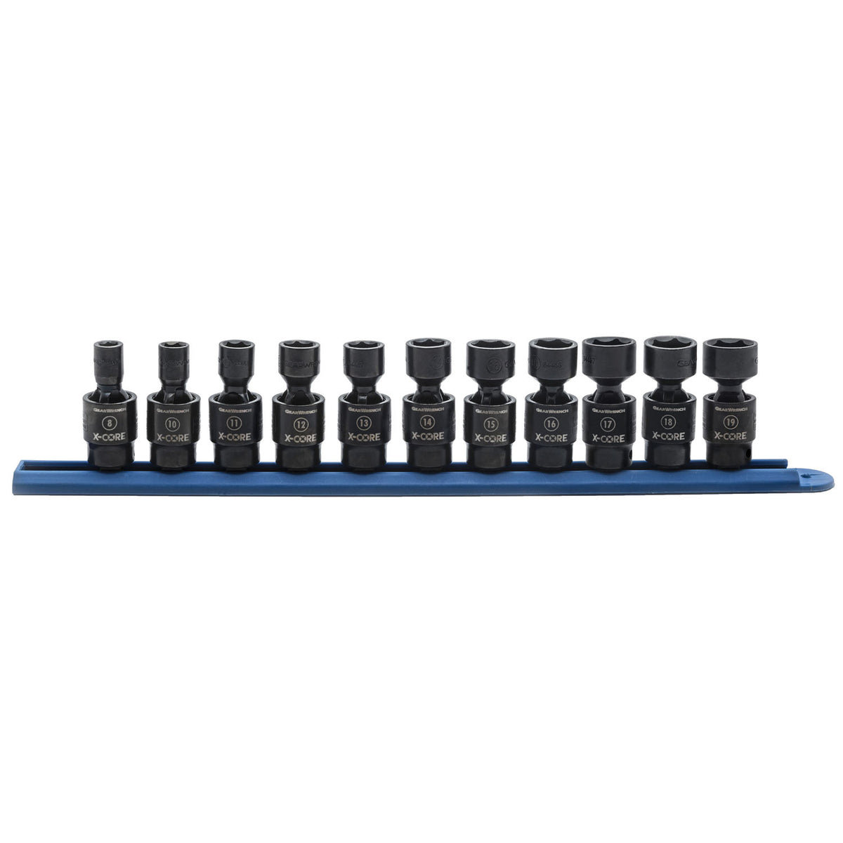 11 Pc. 3/8 Drive 6 Point  Standard X-Core  Pinless Universal Impact  Metric Socket Set
