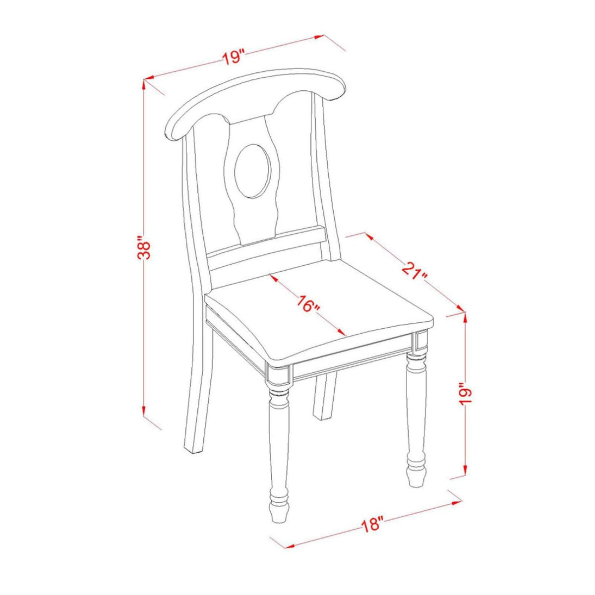 East West Furniture Kec-Blk-Lc Dining Chairs, Faux Leather Seat