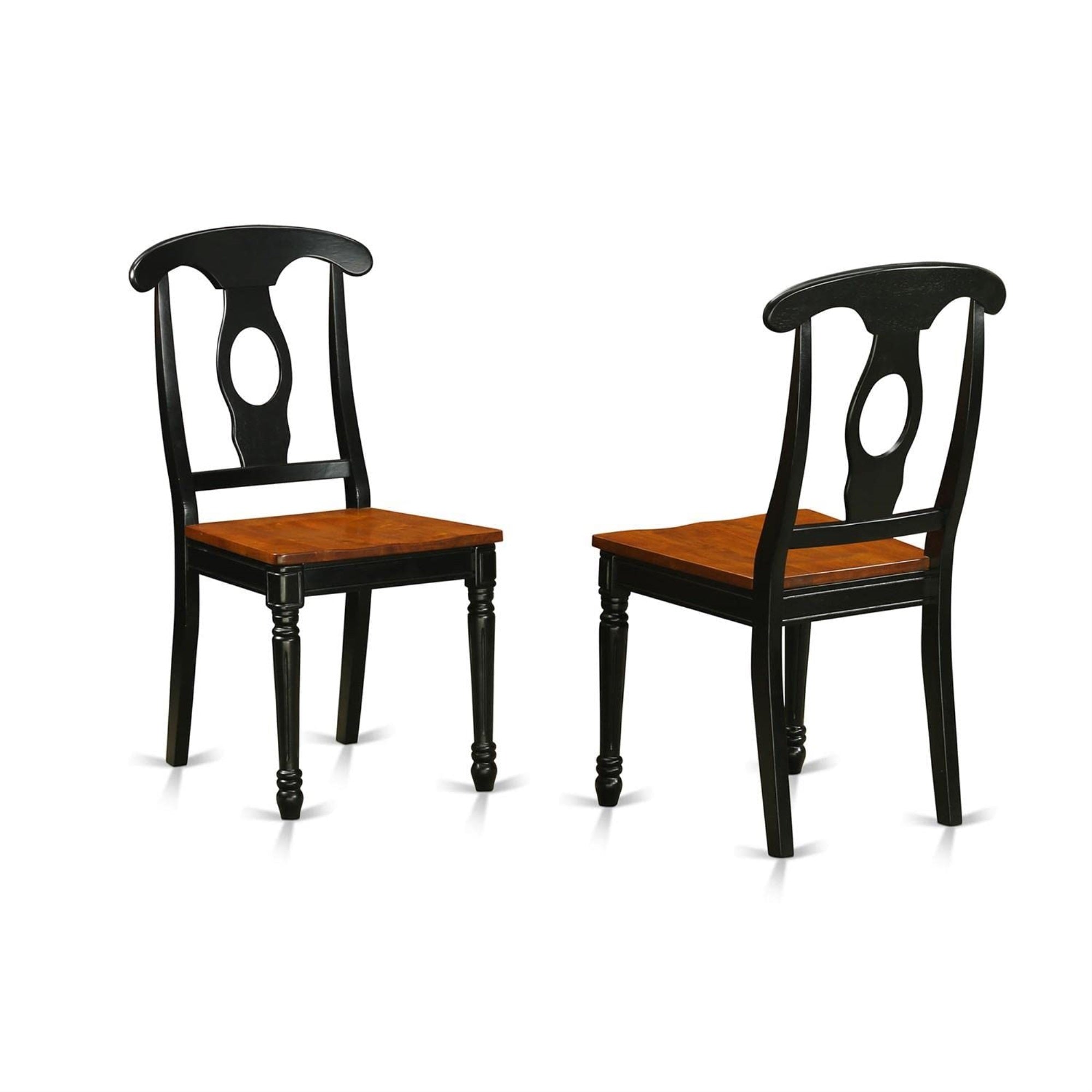Casafoyer Kec-Blk-W Kenley Kitchen Dining Chairs - Napoleon Back Solid Wood Seat Chairs, Set Of 2, Black & Cherry