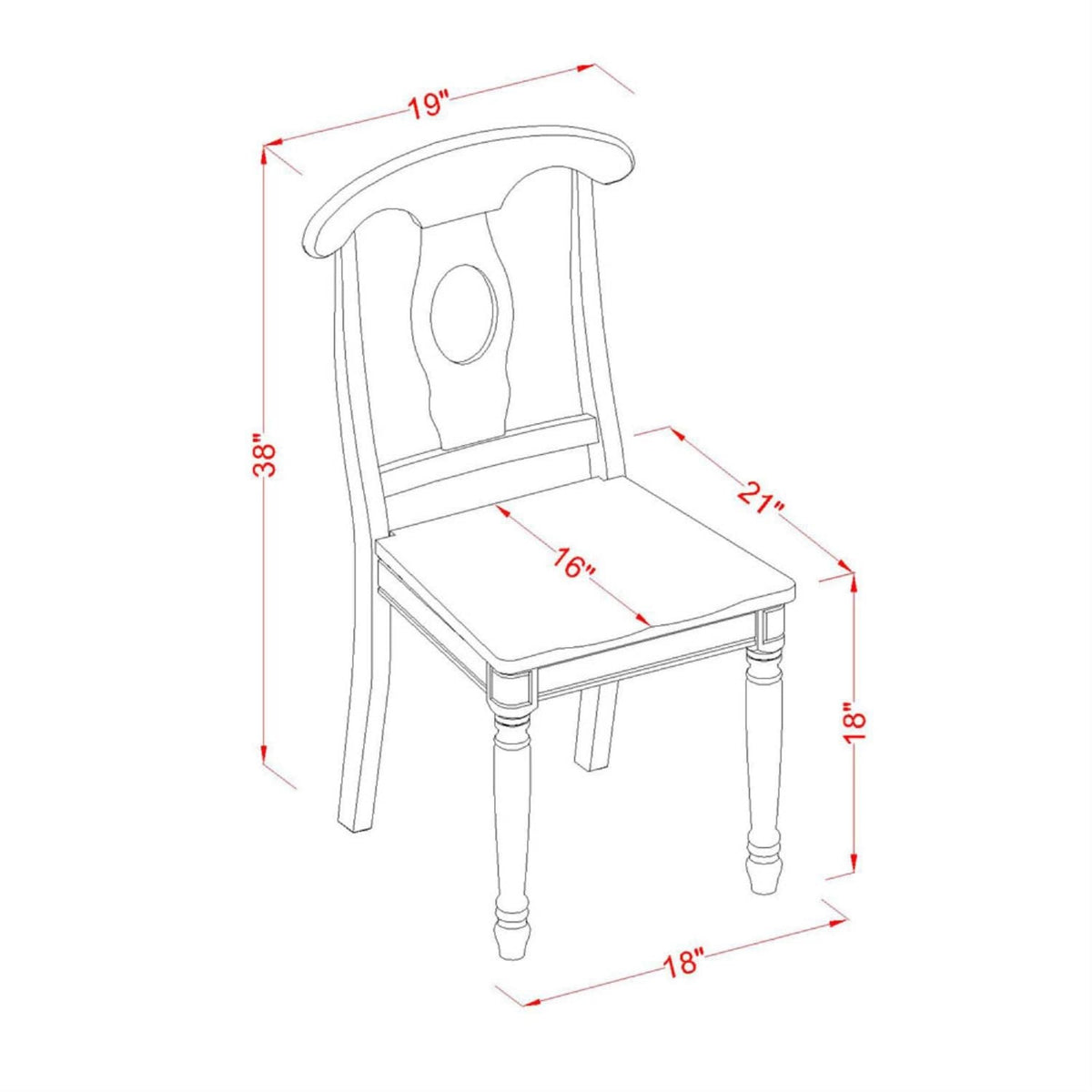 East West Furniture Kec-Blk-W Kenley Kitchen Dining Chairs - Napoleon Back Solid Wood Seat Chairs, Set Of 2, Black & Cherry