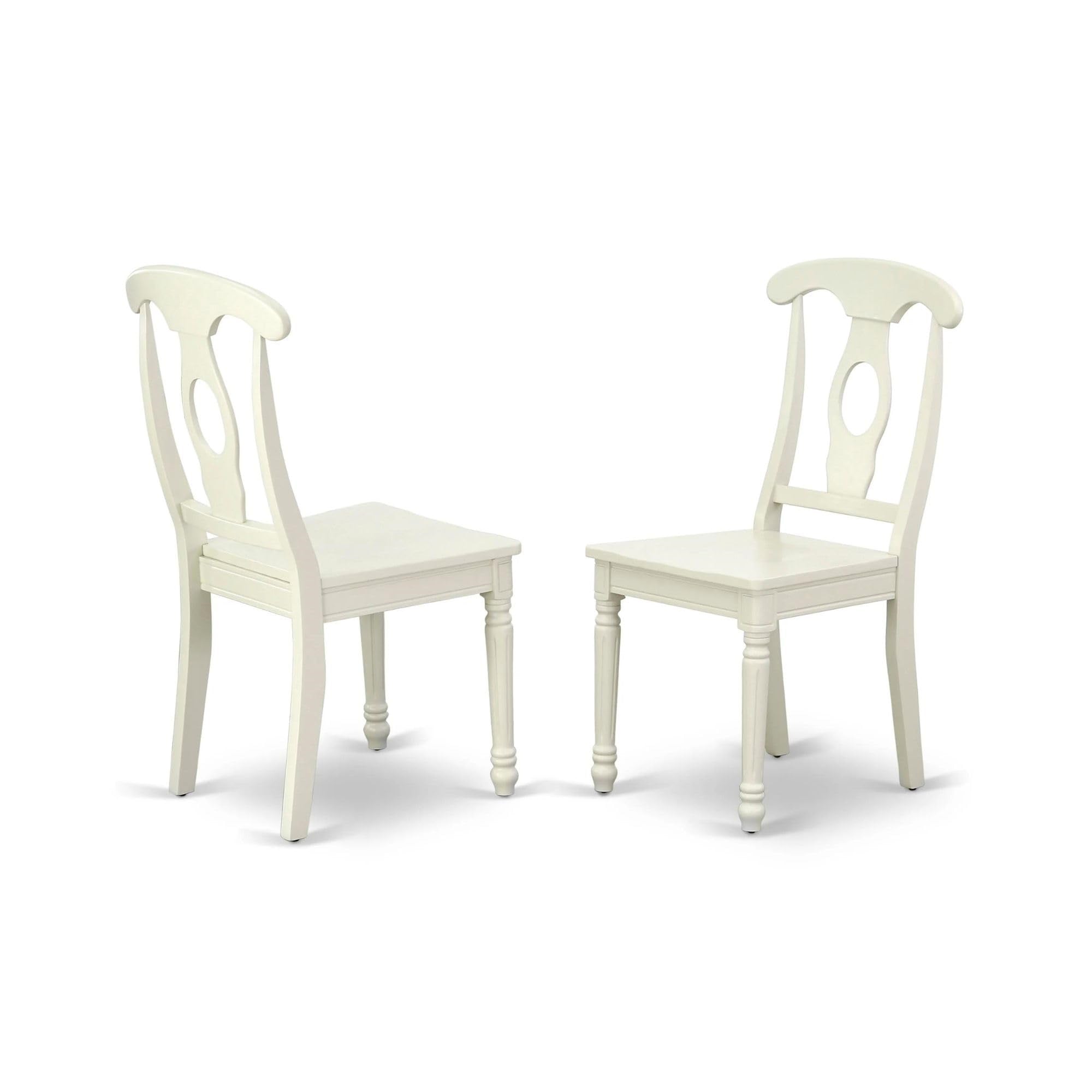 Casafoyer Kec-Lwh-W Kenley Dinette Chairs - Napoleon Back Solid Wood Seat Kitchen Chairs, Set Of 2, Linen White